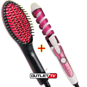Cepillo Alizador Eléctrico + Rizador Ondulador Profesional en Espiral